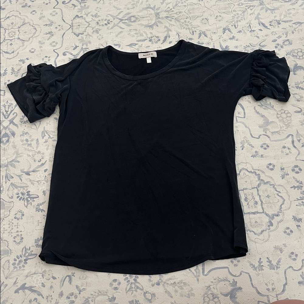 Black Ruffle Sleeve Top